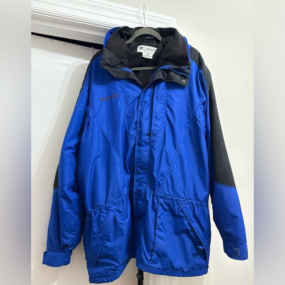Columbia Jacket XXL Tall Blue Black Double Whammy Hooded Jacket